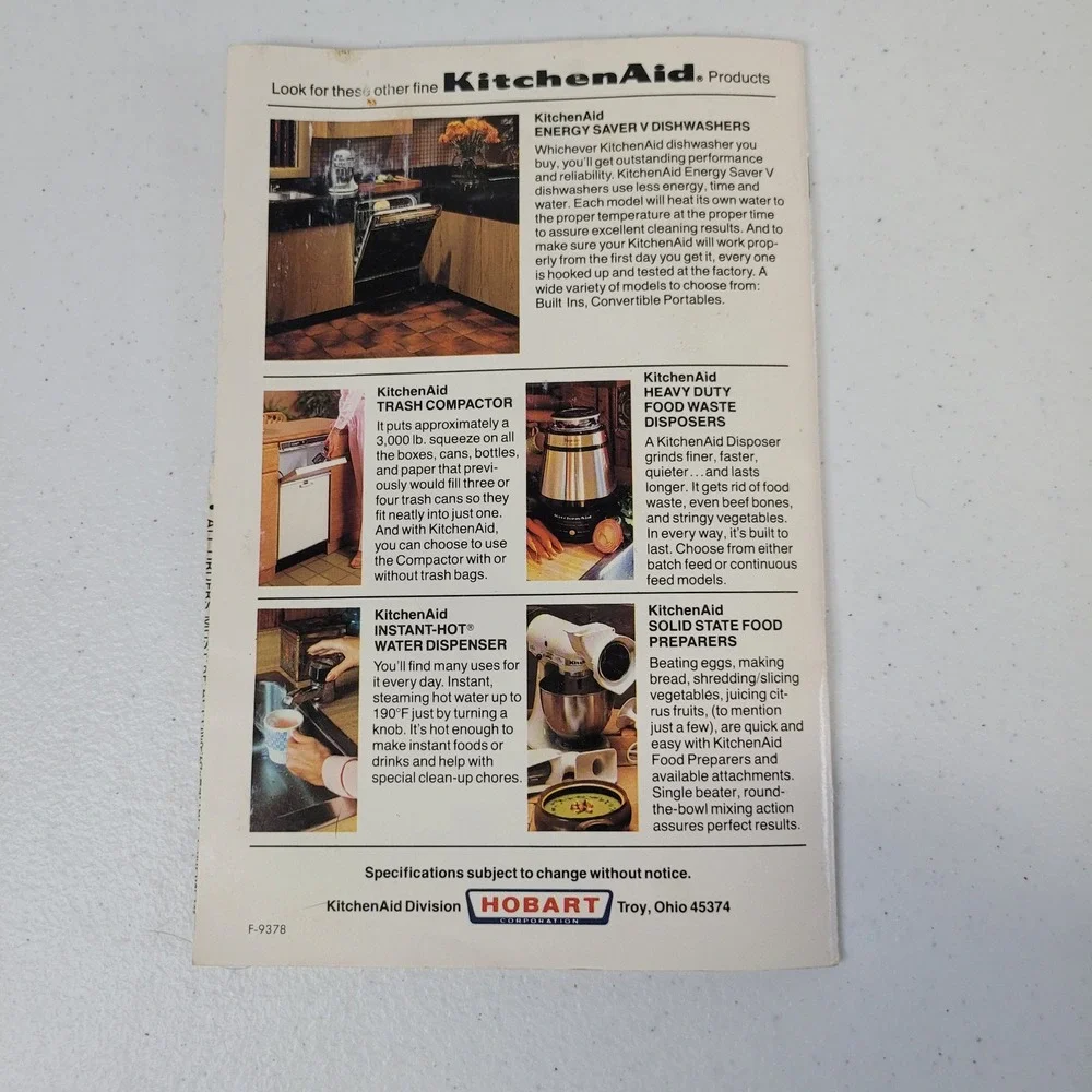 KitchenAid Multi Function Food Processor Model KFP700 Recipes Instruction Manual